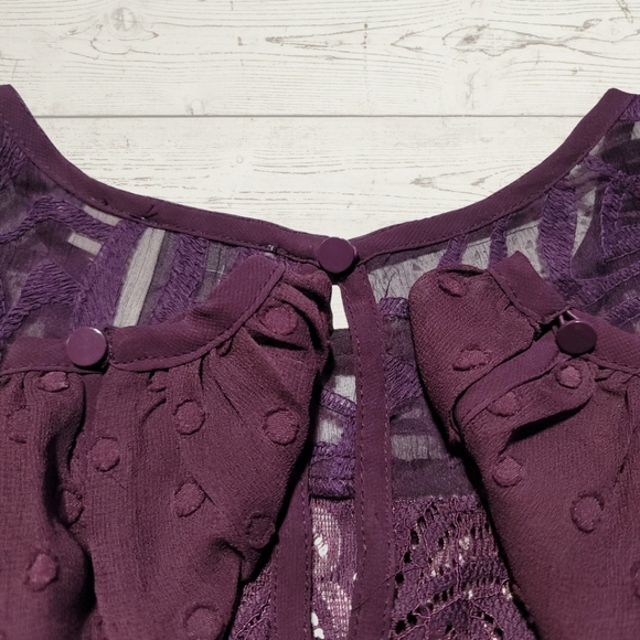 Anthropologie HD in Paris Sheer Eggplant Top - Picture 5 of 9